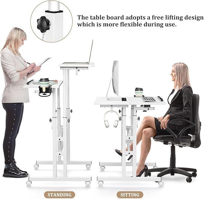 Small Standing Desk with Wheels, Mobile Stand Up Desk, Portable Standing Table - Image 7