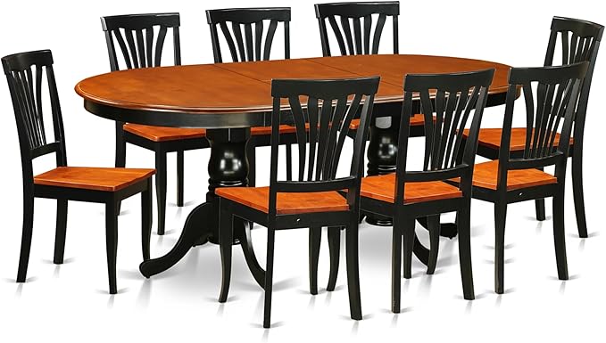 East West Furniture PLAV9-BCH-W 9 Piece Dining Set Includes an Oval Dining Room by EastWestFurniture