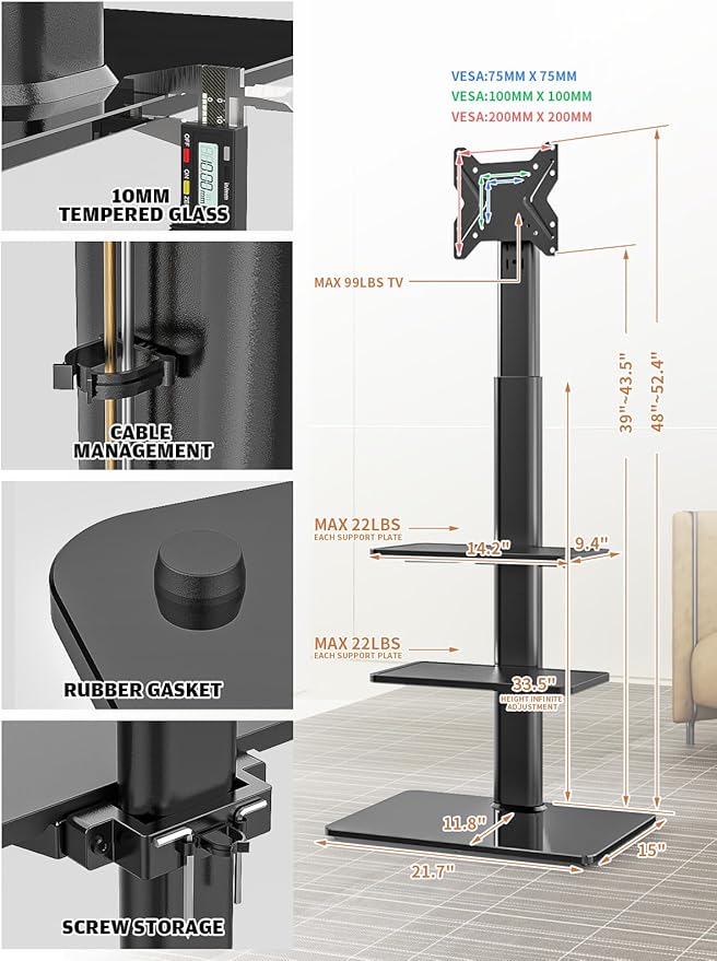 Universal Floor TV Stand with Mount - Image 6