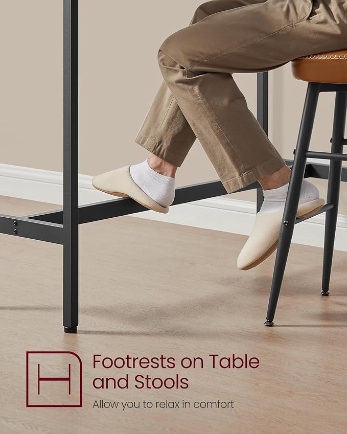 VASAGLE Bar Table, Narrow Long Kitchen Dining Table, Sturdy Metal Frame - Image 5
