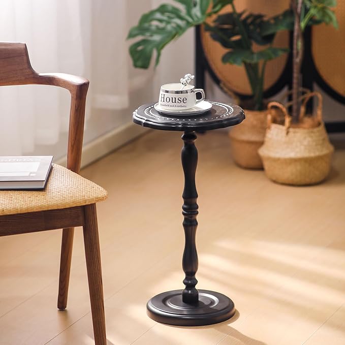 Drink Table, Small Side Table for Small Spaces, Round Solid Wood Modern Accent - Image 7