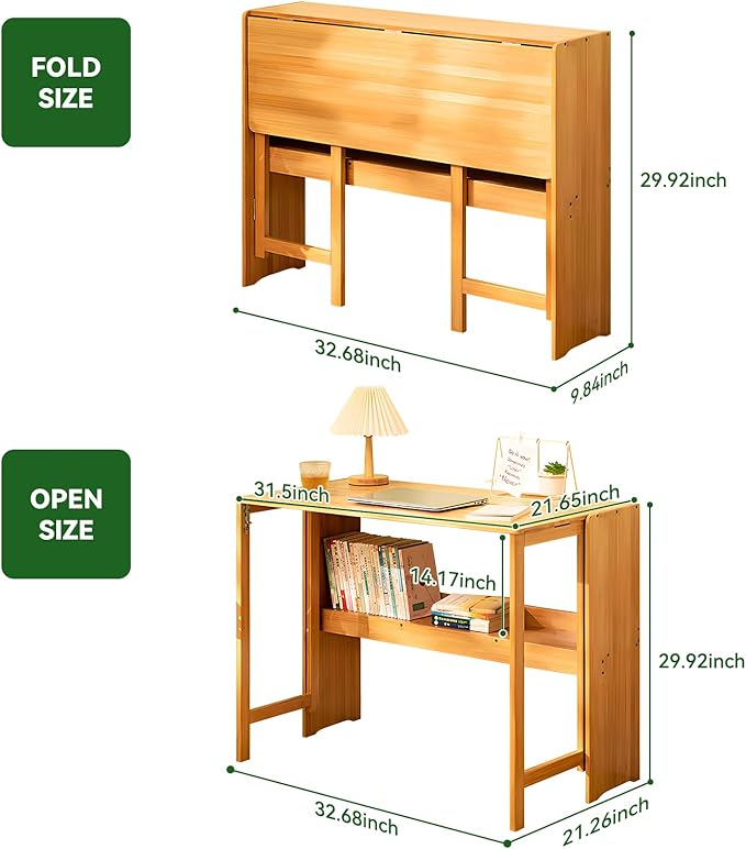 Bamboo Folding Desk Mid Century Modern Desk - Image 7