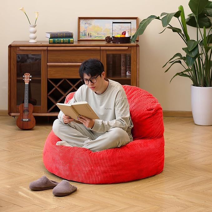 N&V Large Crescent Bean Bag Chair, Adult Size Bean Bag Sack, Foam Filling - Image 4