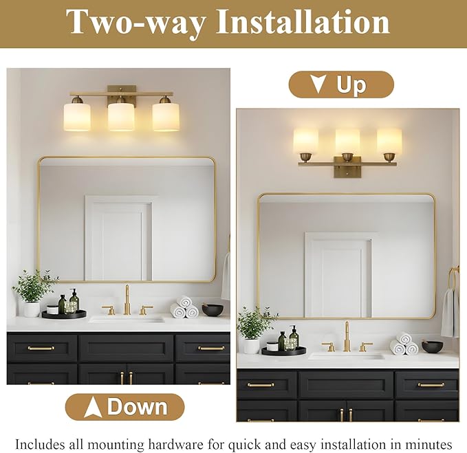 Stainless Steel Milk Glass Vanity Lights - Image 7