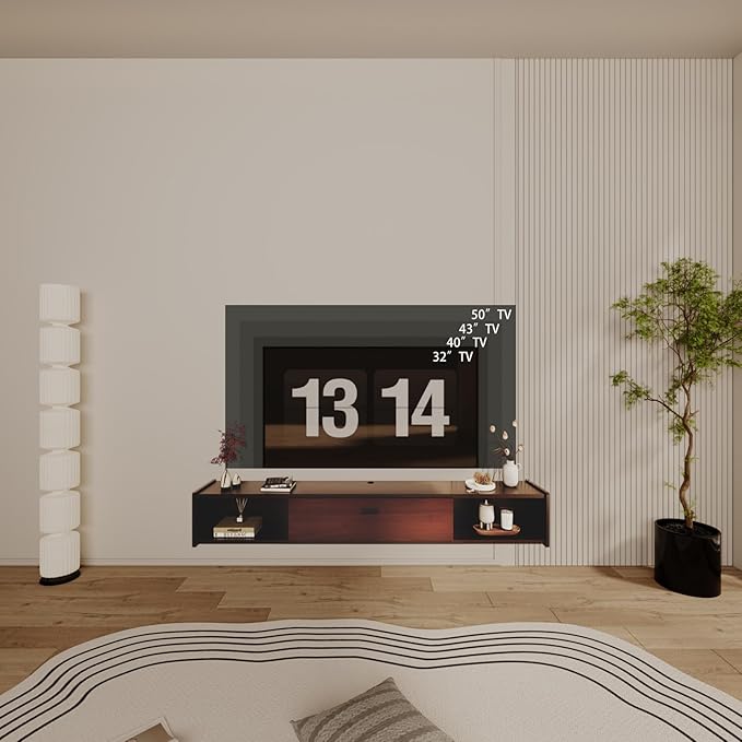 55'' Floating TV Stand, Wall Mounted TV Console, Floating TV Cabinet, Under TV - Image 7