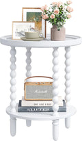 Gadroad Round End Table with Storage Shelf, 2 Tier Couch Side Table, Wood by Gadroad