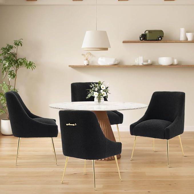 Modern Velvet Dining Chairs Set of 6, Contemporary Upholstered Furniture - Image 7