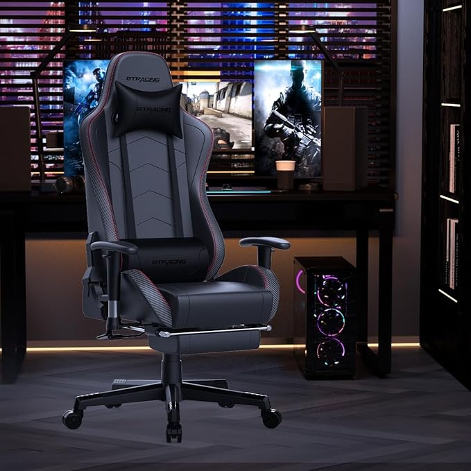 GTRACING Gaming Chair with Footrest Speakers Video Game Chair Bluetooth Music - Image 2