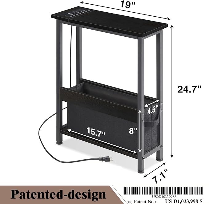 Slim Charging End Table with Storage - Image 3