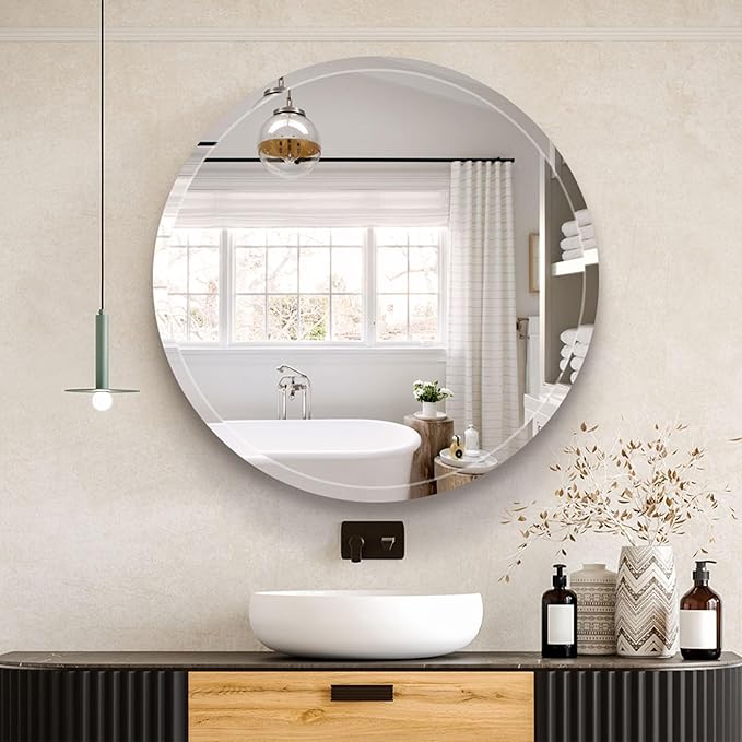 30" Frameless Round Beveled Mirror by UMZODO