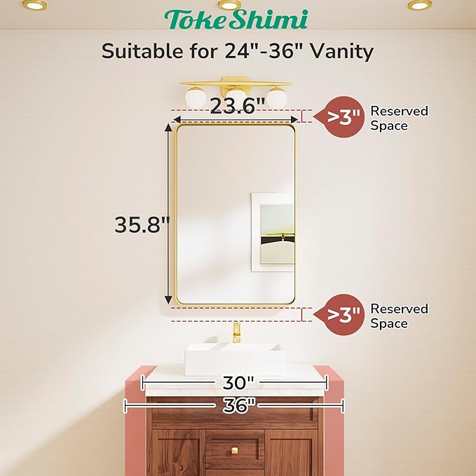 TokeShimi 24x36 Brushed Nickel Bathroom Mirror, Wall Mirror - Image 2