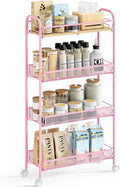 KINGRACK Metal Slim Rolling Cart, 4-Tier Metal Utility Cart, Storage Cart by KINGRACK