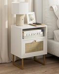 Masupu Extra Large Rattan Nightstand, Boho Night Stand Modern Farmhouse Wood by Masupu