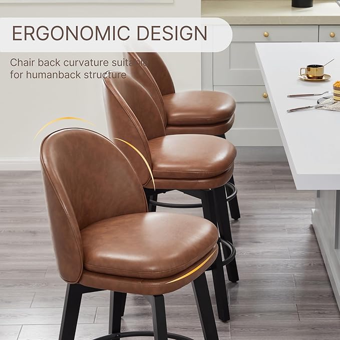 Counter Height Barstools 26 inch Upholstered Swivel Bar Stools - Image 7