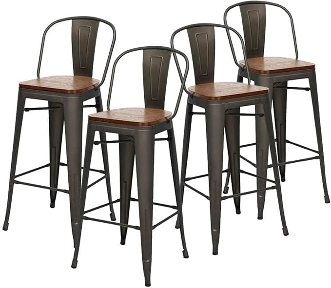 Changjie Furniture 24 Inches Metal Barstools Set of 4 Counter Height Bar Stools - Image 3