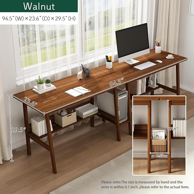 2-Person Writing Desk with Bookshelf - Image 6