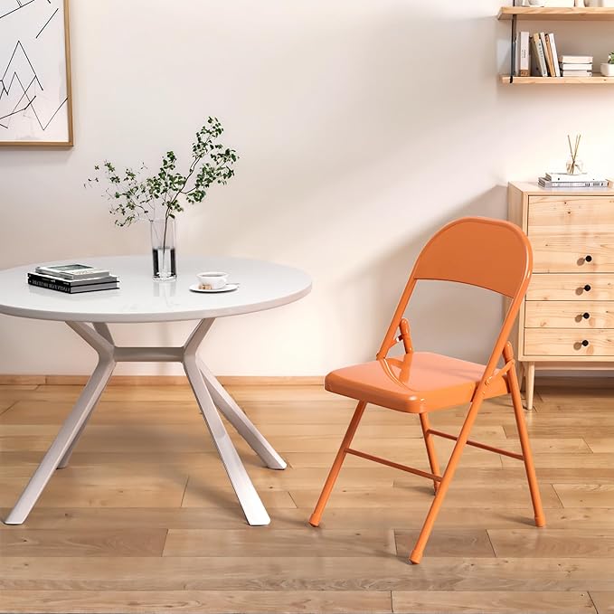 VECELO Metal Folding Chairs 4 Pack, Double Hinged Steel Frame Easy - Image 4