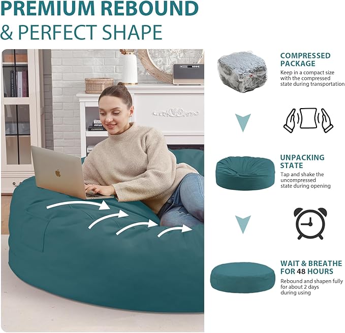 7FT Bean Bag Chair, Large Bean Bag Chairs - Image 6