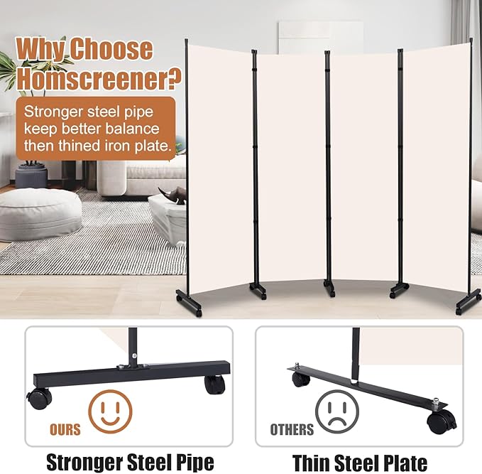 Room Divider Portable 88'' Partition Room Dividers and Folding Privacy Screens - Image 3