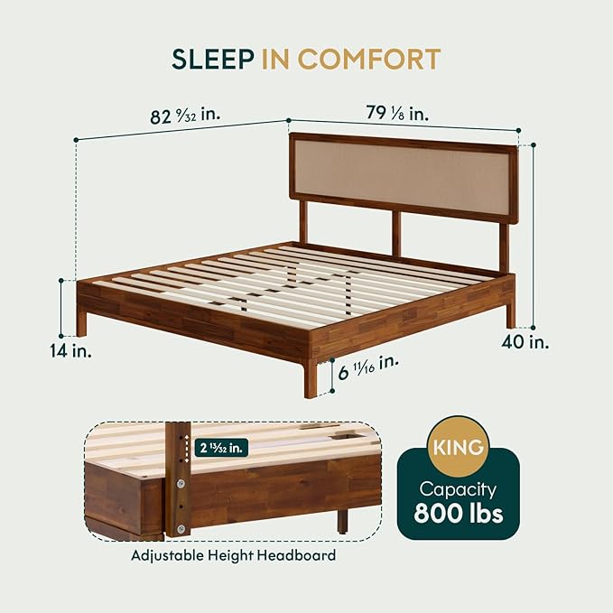 Nipe Platform Bed Frame with Headboard Size King - Image 2
