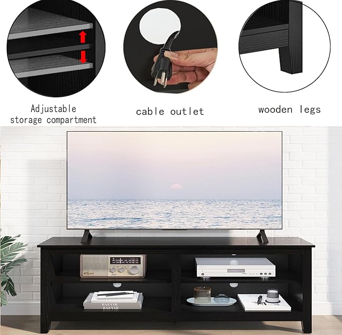 TV Stand for 65 inch TV with Storage, Modern TV Entertainment Center for Bedroom - Image 3