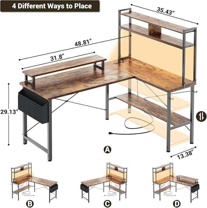 Aheaplus L Shaped Gaming Desk - Image 2