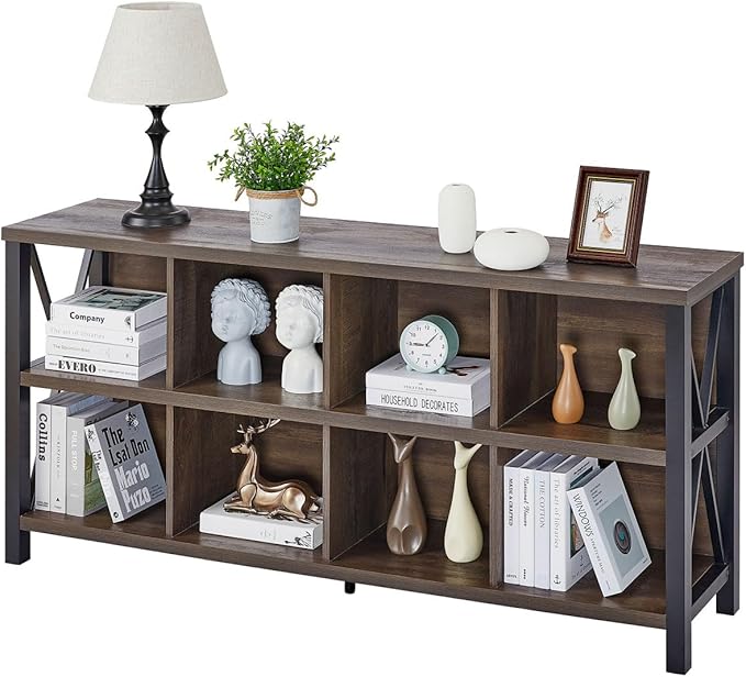 FATORRI 8 Cube Storage Organizer Bookshelf, Rustic Wood Cubby Bookcase - Image 7