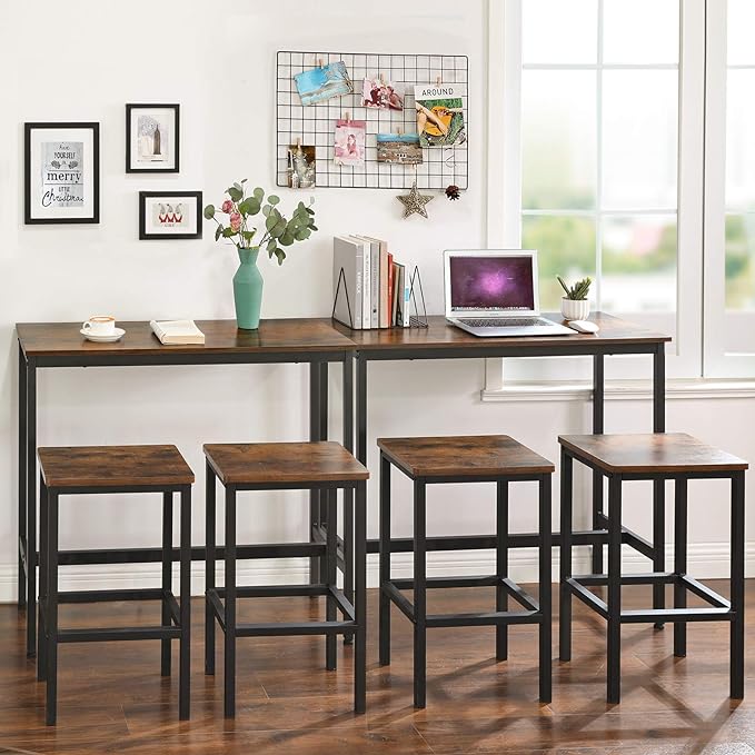 VASAGLE Bar Table, Narrow Long Kitchen Dining Table, Sturdy Metal Frame - Image 2