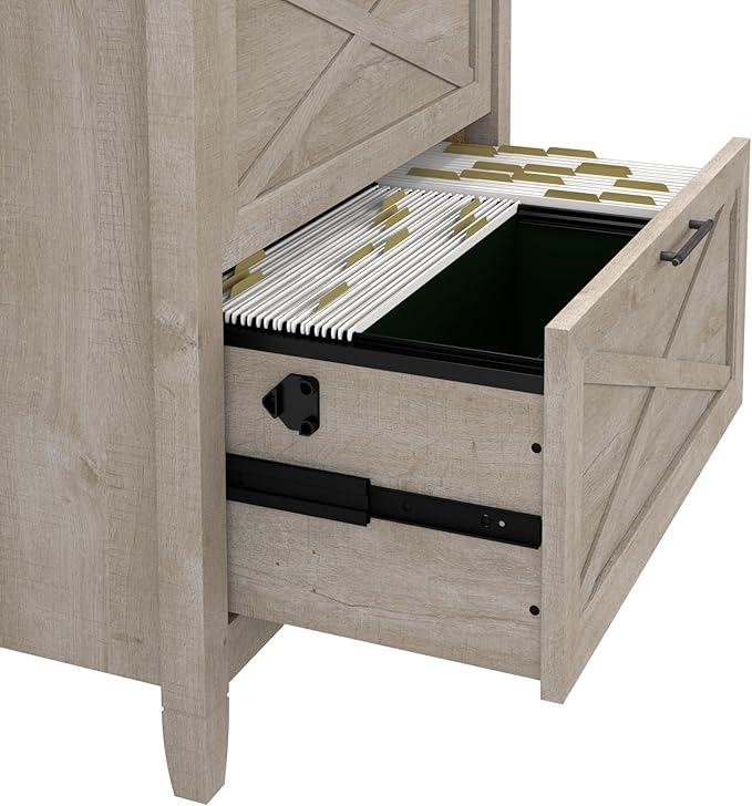Bush Furniture Key West 2 Drawer Lateral File Cabinet in Washed Gray | Document - Image 4