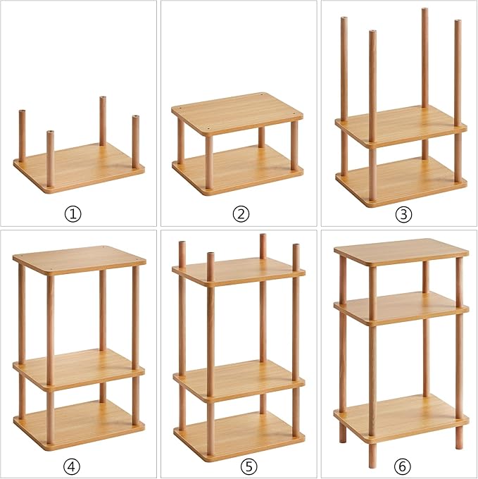 IBUYKE 3-Tier Side Table, Solid Wood Tall End Table - Image 8
