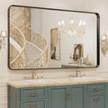 WEER 50X30 Inch Black Metal Framed Bathroom Mirror, Rounded Rectangular Matte by WEER