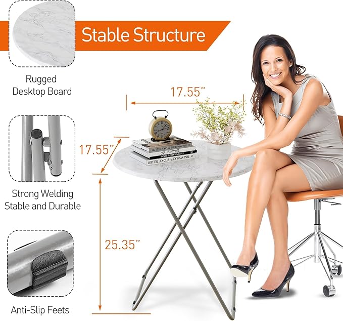 TV Trays Table Set of 4 Round Portable Folding TV Tray Table TV Dinner Tray - Image 4