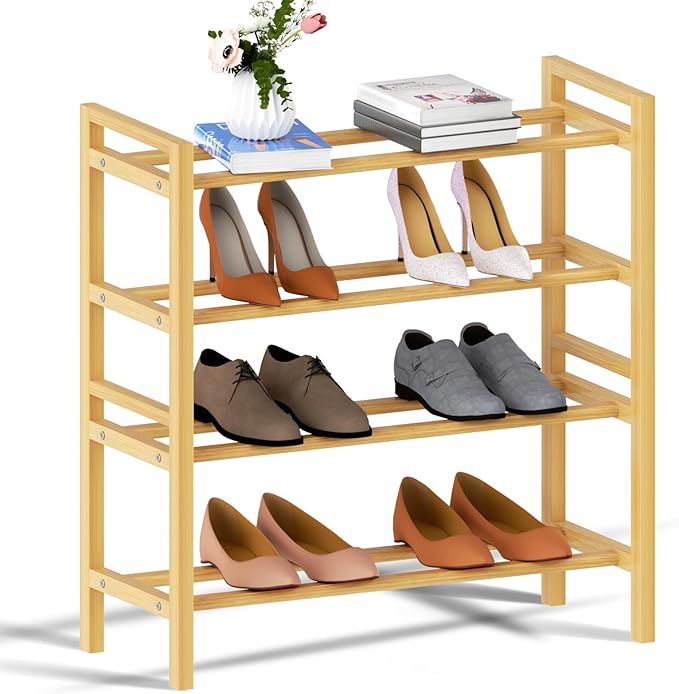 Haddockway Bamboo Shoe Rack for Closet, Free Standing Shoe Organizer by Haddockway