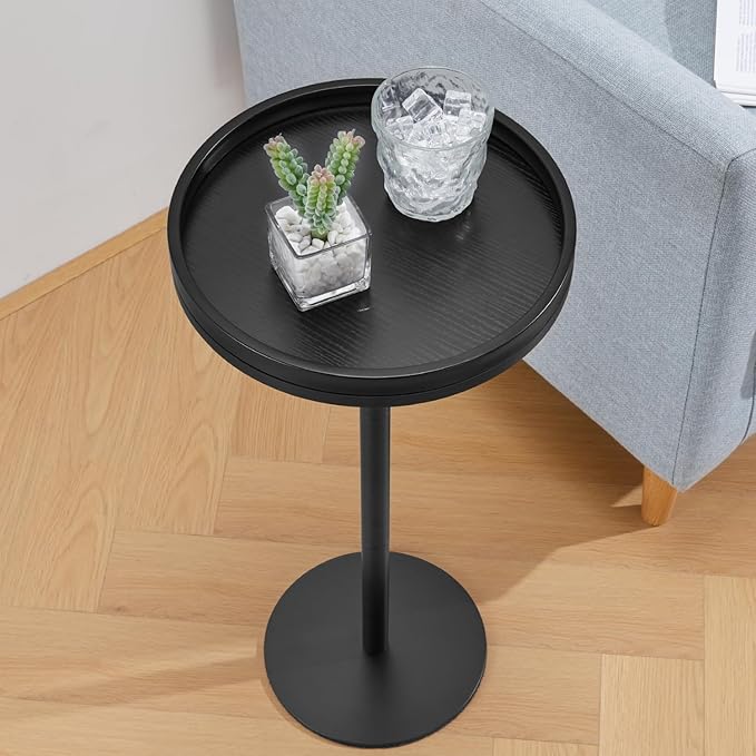 Round Drink Table, Small Pedestal Table, Small Round Side Table - Image 7