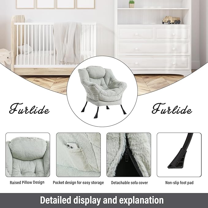 Lazy Chair with Ottoman, Modern Chair with Folding Footrest, Lounge Accent Chair - Image 4