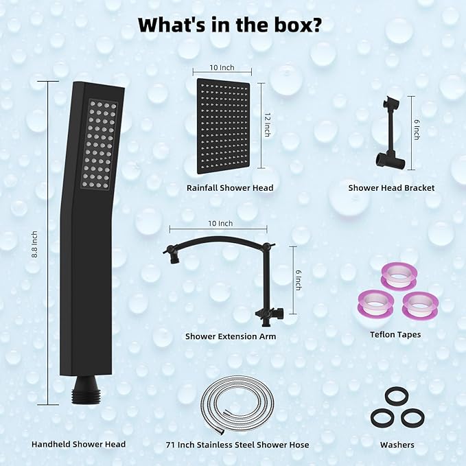 Hibbent All Metal 12'' Rainfall Shower Head, Dual Shower Head Combo, High - Image 8
