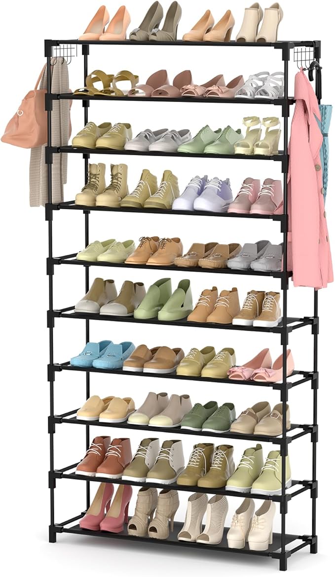 10 Tiers Shoe Rack 50 Pairs Large Capacity Tall Shoe Organizer Sturdy Shoe by LANTEFULforTidyingHouse