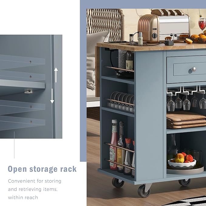 Merax Rubber Wood Kitchen Island - Image 4