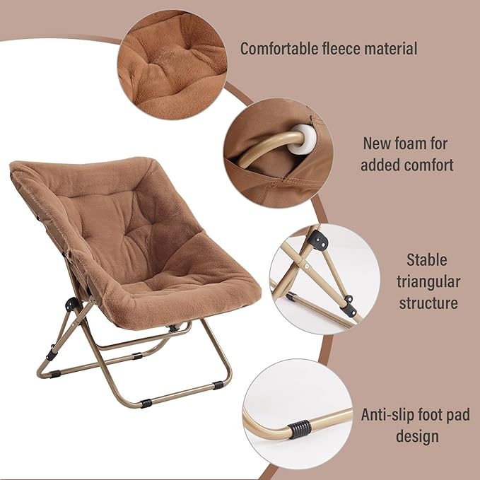 Tiita Comfy Folded Chair, Soft Faux Fur Oversized Folding Accent Chair - Image 4