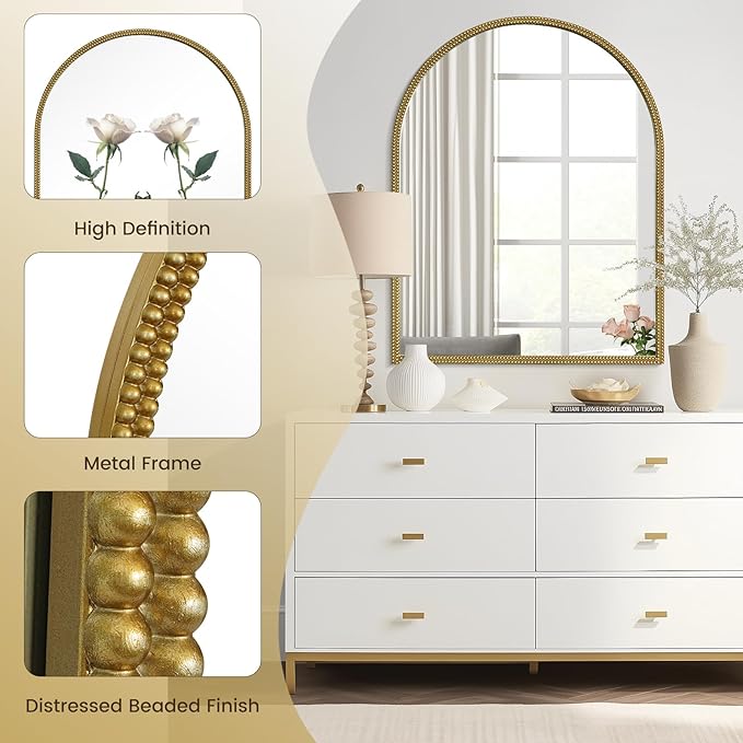 WallBeyond Gold Vintage Mirror for Vanity 28x36 Inch, Living Room - Image 8