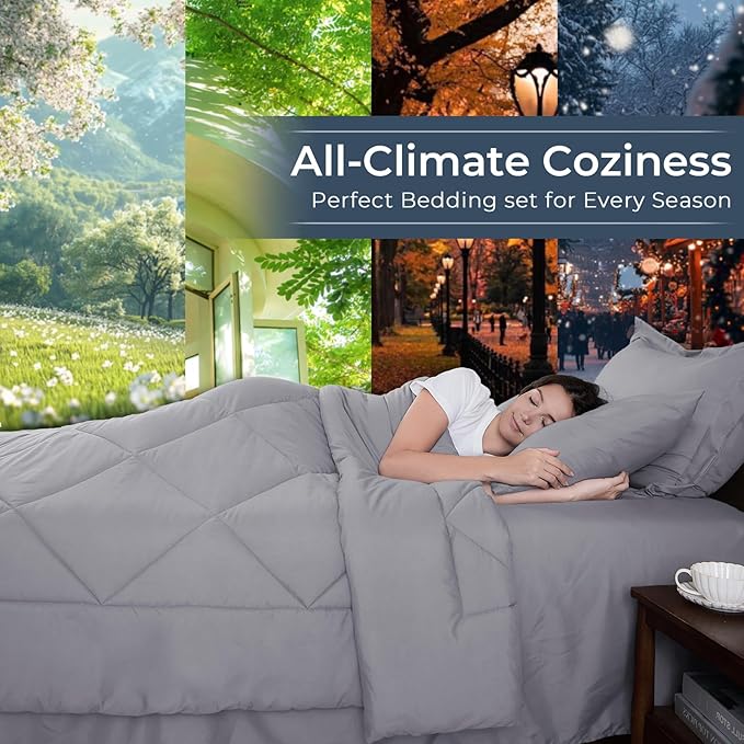 HEVUMYI Light Grey Full Comforter Set - Image 3