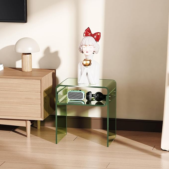 Clear Acrylic End Table 2-Tier Bedside Nightstand - Image 9