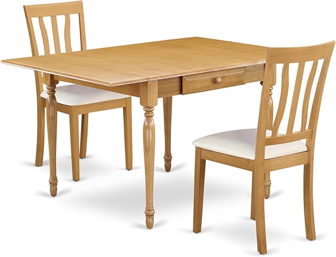 East West Furniture MZAN3-OAK-LC 3 Piece Kitchen Table & Chairs Set Contains a by EastWestFurniture