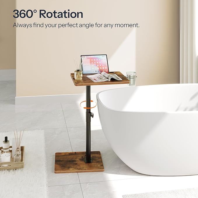 HOOBRO TV Tray Table, 360° Swivel Side Table Sofa Armrest Tray - Image 4