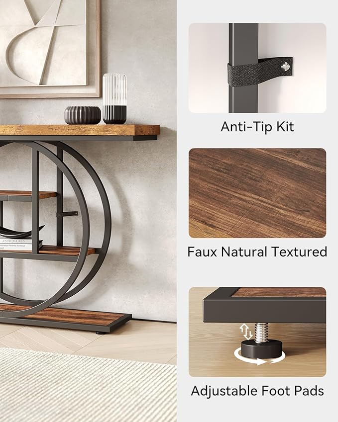 LITTLE TREE Console Table, 4-Tier Entryway Table, 41.3-Inch Industrial Sofa - Image 6