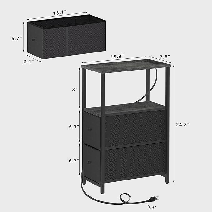 TUTOTAK Small Narrow LED End Table - Image 3