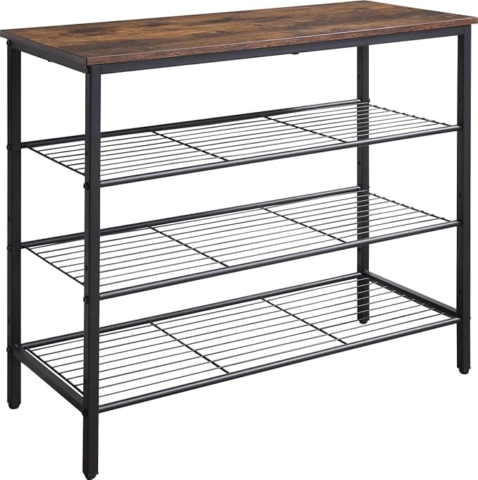 4-Tier Shoe Rack Organizer, Metal Mesh Shoe Storage Shelf, by HQXING