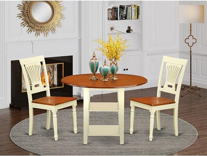 East West Furniture SUPL3-BMK-W 3 Piece Kitchen Table & Chairs Set Contains a - Image 2