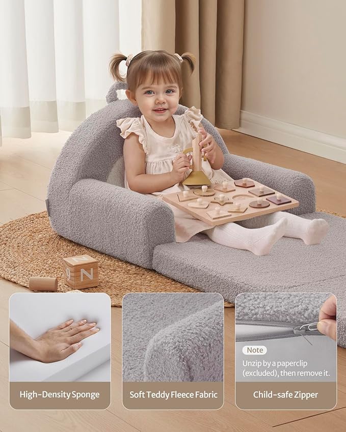 Blissful Diary Foldable Toddler Couch, 2-in-1 Comfy Toddler Chair & Lounger - Image 5
