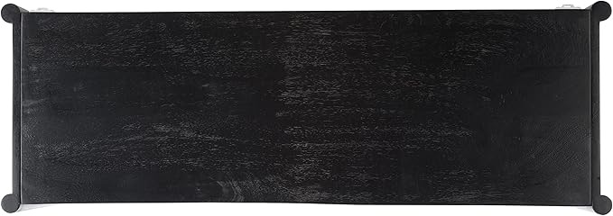 SAFAVIEH Home Collection Errington Black/Gold Accents Solid Wood 2-Shelf Media - Image 10